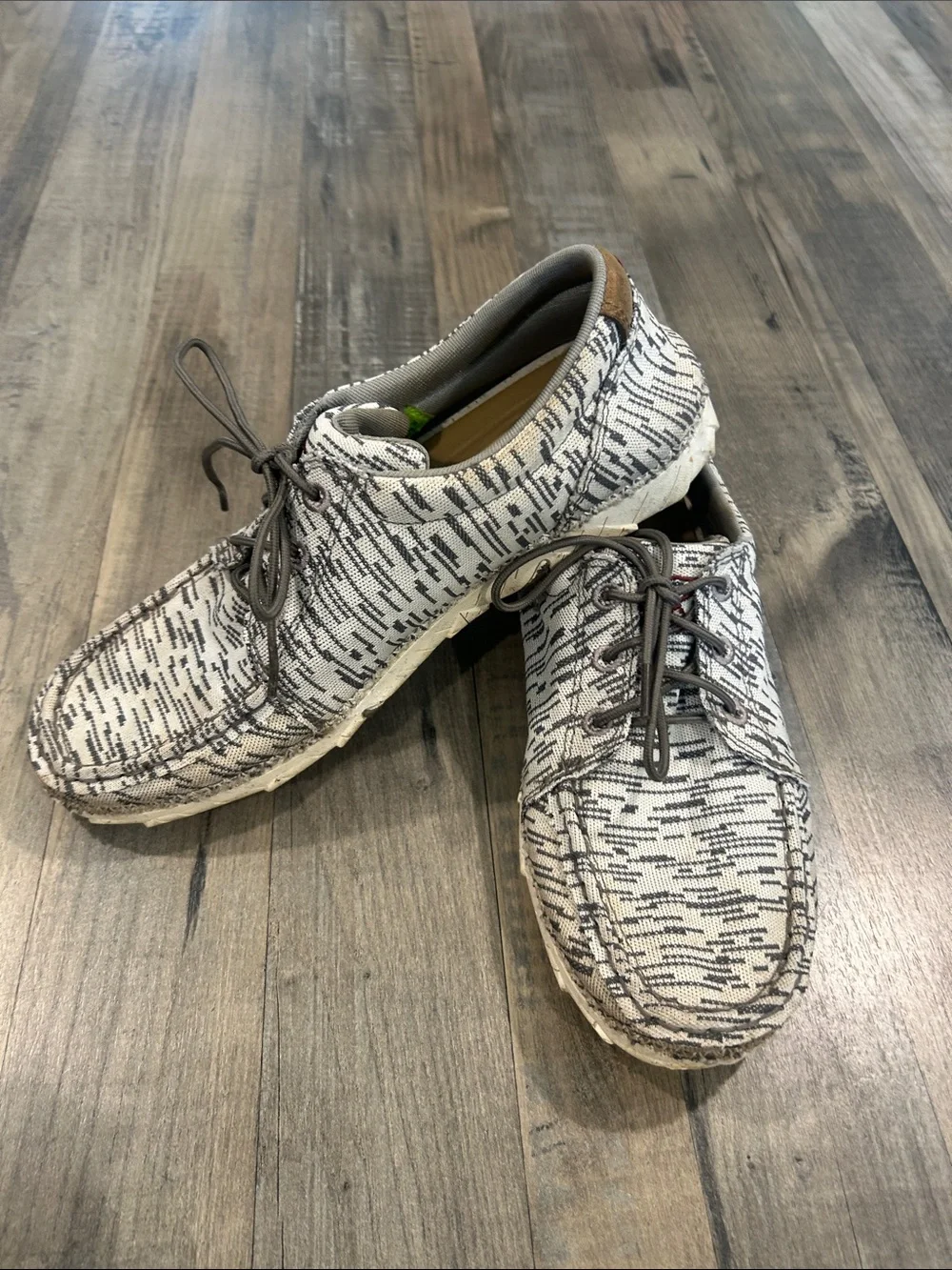 Twisted X Men's Knit Lace-Up Loafers in White and Gray